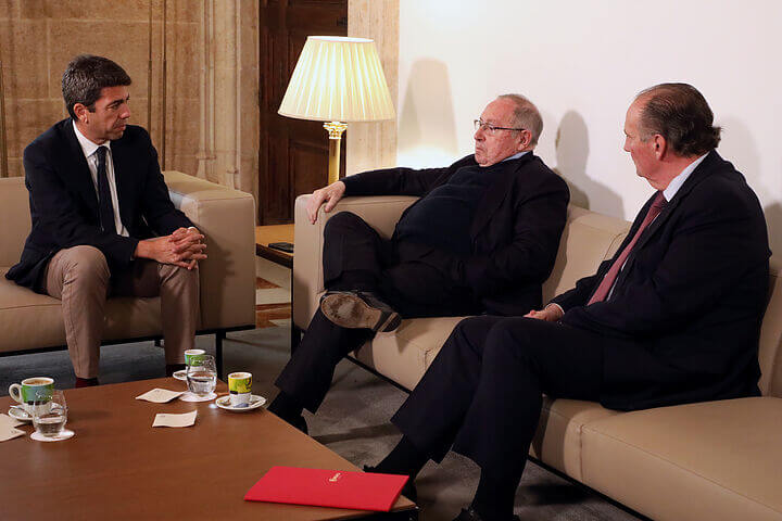 Los presidentes de la Cámara de España e INCYDE y de la Cámara de Valencia presentan al presidente de la Generalitat Valenciana un plan de actuación para contribuir a la recuperación empresarial tras la DANA